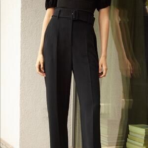 Aritzia Wilfred High Waisted Belt Pant Black‎ Size 8 77776 Corporate Wear Classy